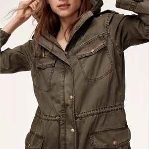 Casual Olive Utility Field Jacket with Cinch Waist